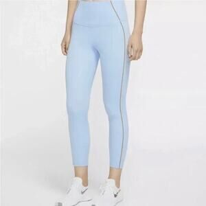 Nike Dri Fit Vintage Vinyasa 7/8 Leggings Sky Blue Rainbow Stripe Size Small